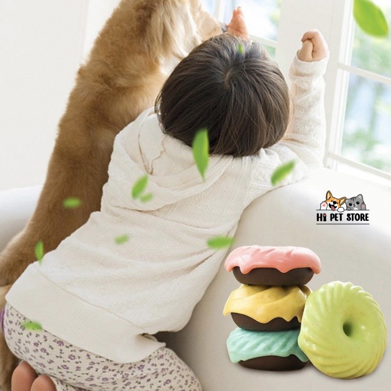 Khử mùi cho thú cưng hộp 4 viên hình bánh Donuts hương thơm dịu nhẹ, khử mùi cho chó mèo