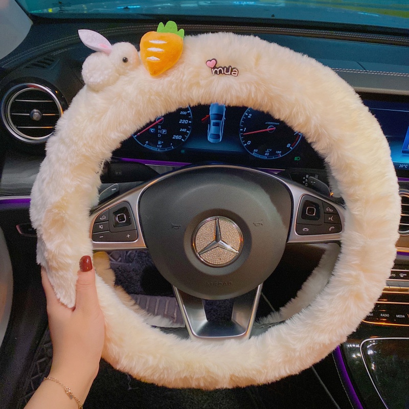 Vỏ Bọc Vô Lăng Xe Hơi Bằng Vải Bông Chống Trượt Họa Tiết Hoạt Hình Dễ Thương Thời Trang Mùa Đông Cho Nữ