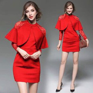 GIÁ XƯỞNG - ĐẦM BODY TAY PHỐI REN MÀU ĐỎ