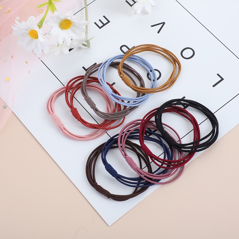 Dây buộc tóc hàn quốc đơn giản, thanh lịch-Thun cột tóc màu trơn hộp 20 dây