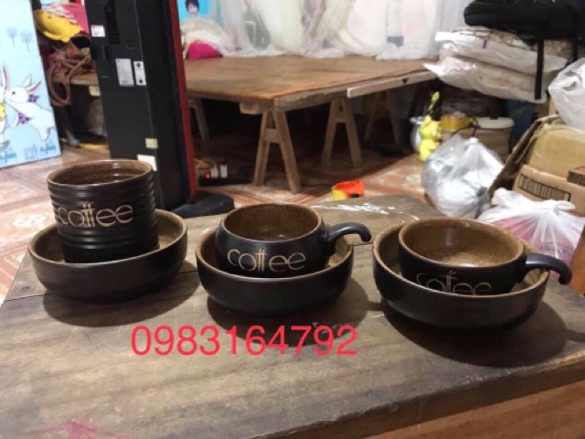 Combo 10 bộ cốc cafe trứng hàng gốm sứ Bát Tràng