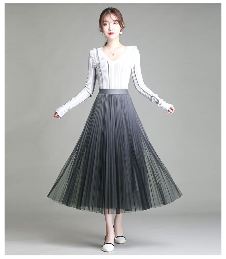 Chân váy loang xếp li công chúa quảng châu dáng dài