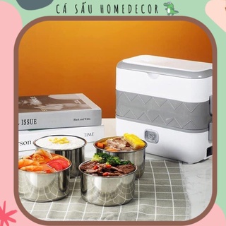 Hộp cơm văn phòng hâm nóng bằng điện 2 tầng 4 ngăn