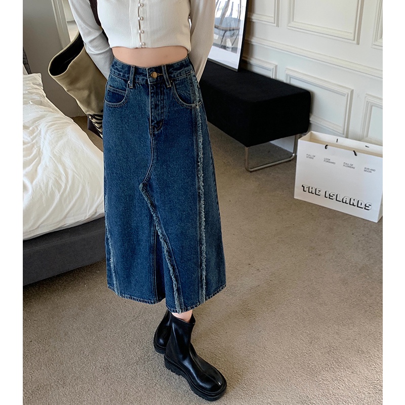 Chân Váy Denim Dáng Chữ a Lưng Cao Thời Trang 48884