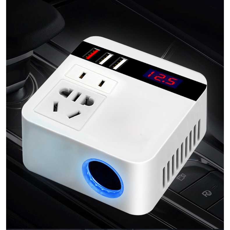 Tẩu chuyển điện 12v thành 220v, công suất 75w, 150W, 200W trên ô tô