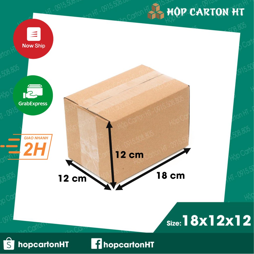 18x12x12 Combo 100 hộp carton, thùng giấy cod gói hàng, hộp bìa carton đóng hàng giá rẻ