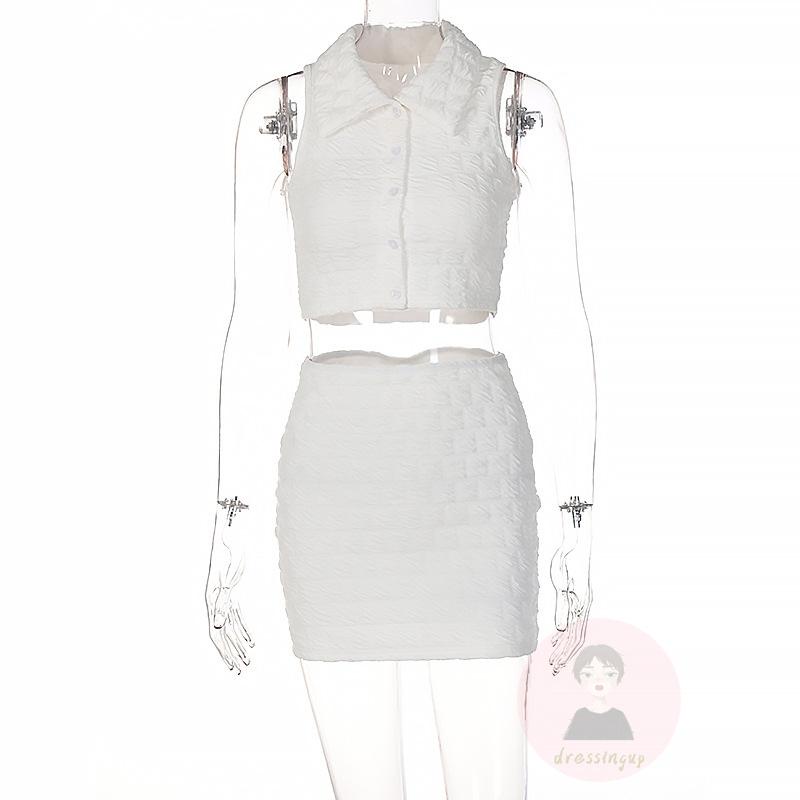 Bộ Áo Croptop Sát Nách + Chân Váy Lưng Cao Màu Trơn Thời Trang Cho Nữ