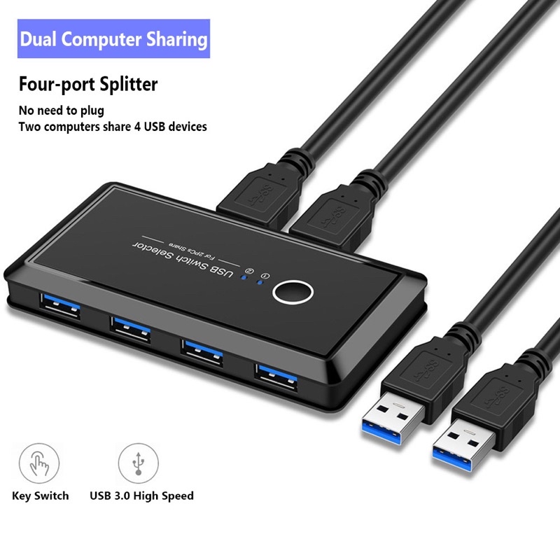 Hộp chuyển đổi sang 4 đầu USB cho 2 máy tính sử dụng chung tiện dụng KVM USB 2.0 3.0