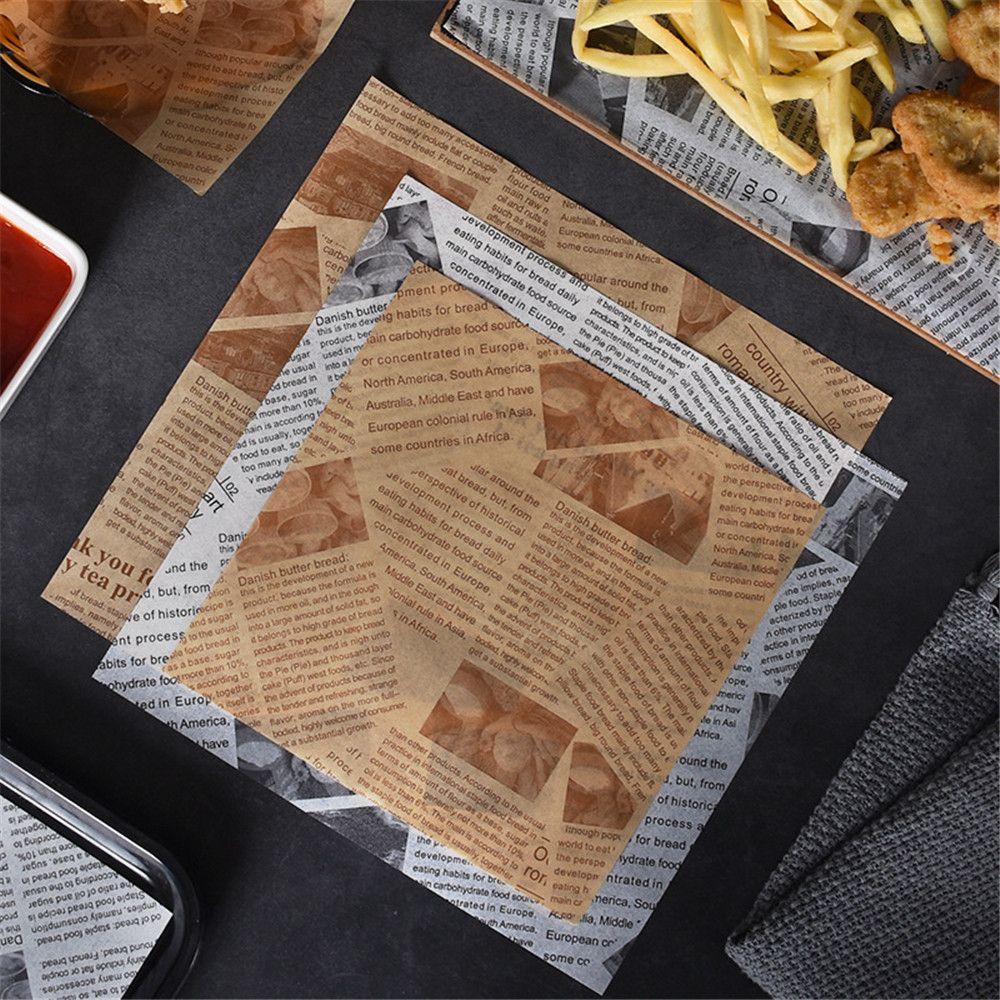 YOLA Set 50 Tờ Giấy Gói Khoai Tây Chiên In Chữ Tiếng Anh Phong Cách Retro