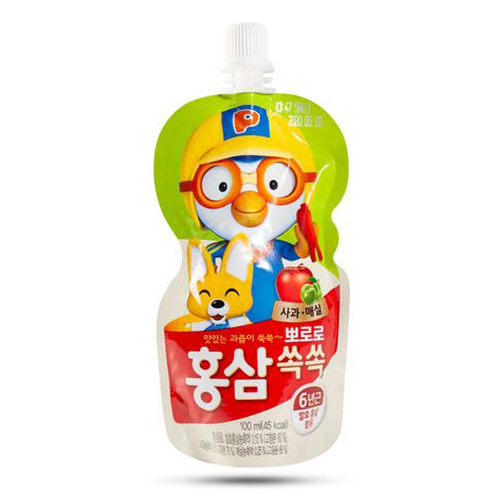 Nước Hồng Sâm Trái Cây Pororo Paldo Hàn Quốc 100ml (3 Vị)
