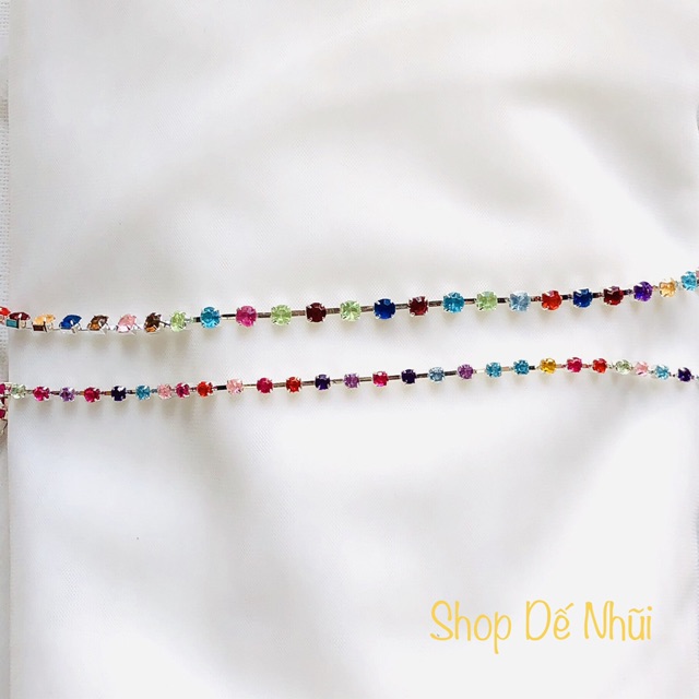 1m Dây Hợp Kim Đính Hạt Nhựa Giả Đá