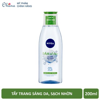 Nước Tẩy Trang Không Cồn, Sáng Da, Sạch Nhờn Nivea White Oil Clear Micellar Water 200ml - Xanh Lá