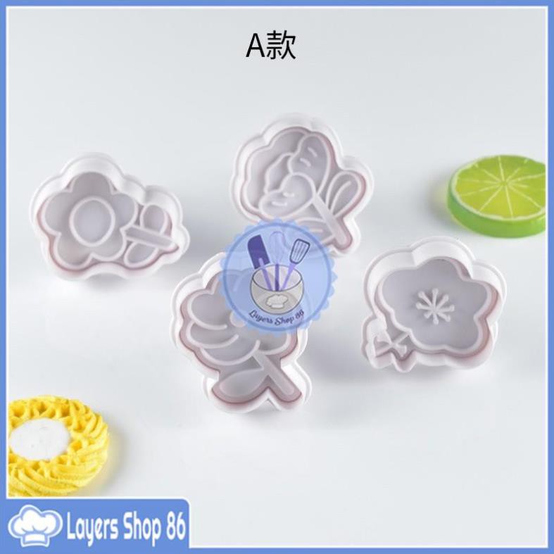 (Rẻ Vii Địch) Bộ 4 khuôn cookie cutter tạo hình bánh quy Tết hàng loại 1