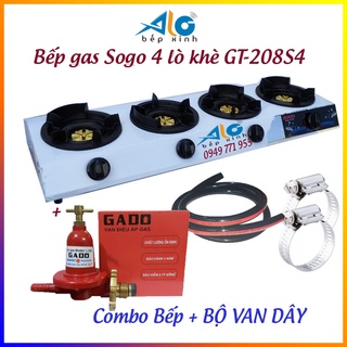 Bếp gas công nghiệp khè Sogo 4 lò GT-208S4 - Bếp ga khè Sogo gas khò lửa xanh mạnh - BH 1 năm - Alo Bếp Xinh