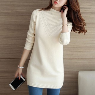 Áo len dáng dài cao cổ phong cách Hàn Quốc freesize