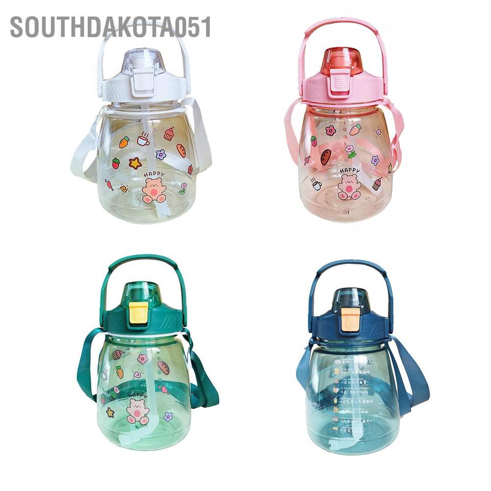 Bình nước lớn kèm dây đeo và sticker đáng yêu tiện lợi chống rò rỉ 1300ml Southdakota051