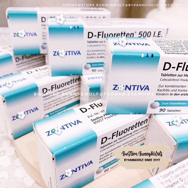Vitamin D-Fluoretten 500 I.E Dạng Viên - ZENTIVA - Đức - cho bé từ 14 ngày tuổi
