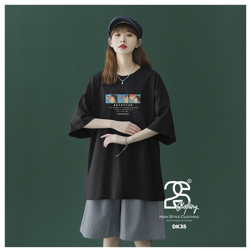 Áo Thun Tay Lỡ Unisex Form Rộng Cá Tính 2S Clothing, Áo Phông Phom Rộng Nữ Giấu Quần In Hình DK35