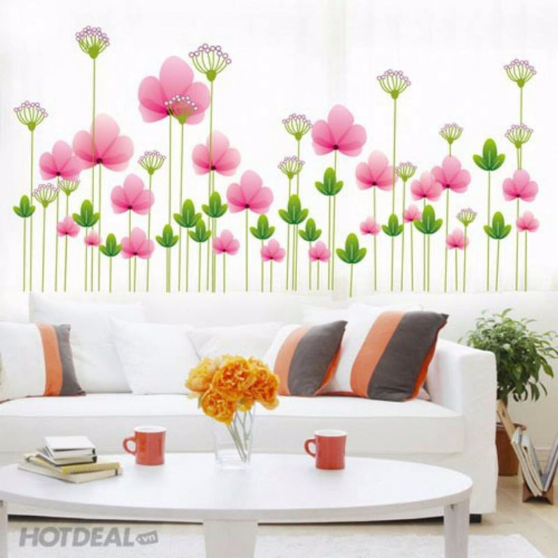 Decal dán tường hoa hồng 3 lá