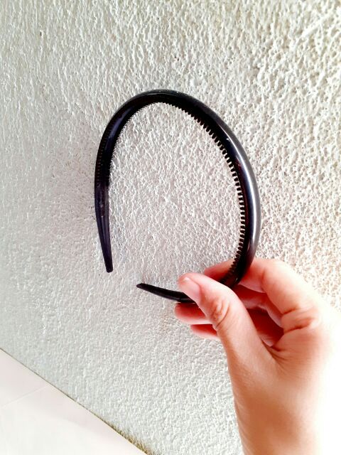 Bờm Cài tóc trơn đen nhựa mềm bản 1.2cm (1 cái)
