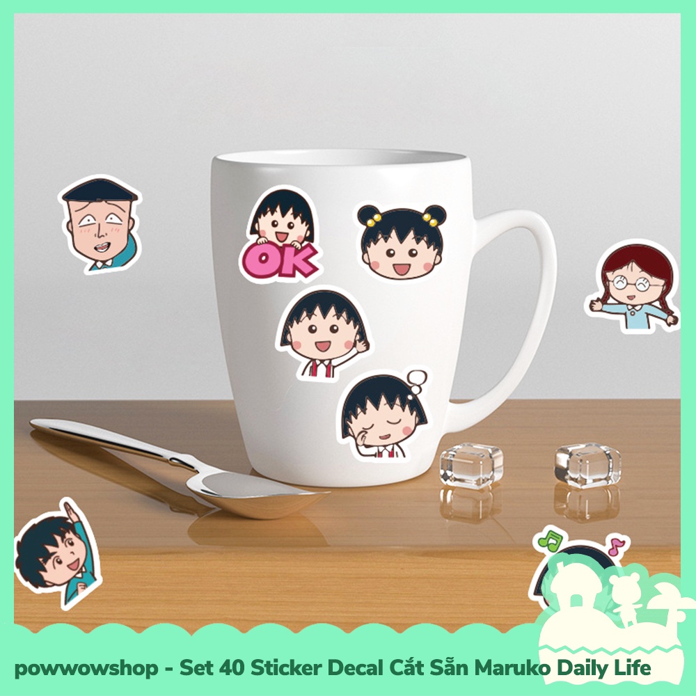 [Sẵn VN - Hỏa Tốc] Set 40 Sticker Mini Decal Dán Trang Trí Vật Dụng Mẫu Maruko Daily Life