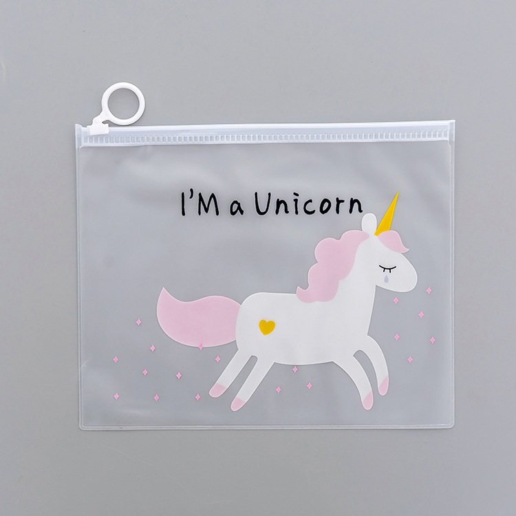 Túi zip Unicorn hoạt hình đựng bút chì mỹ phẩm du lịch
