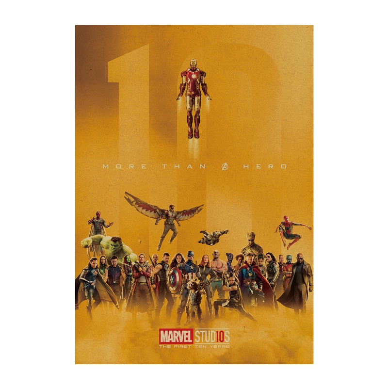 Tranh Giấy Kraft Trang Trí Năm 10 Năm Marvel Phong Cách Retro H1383