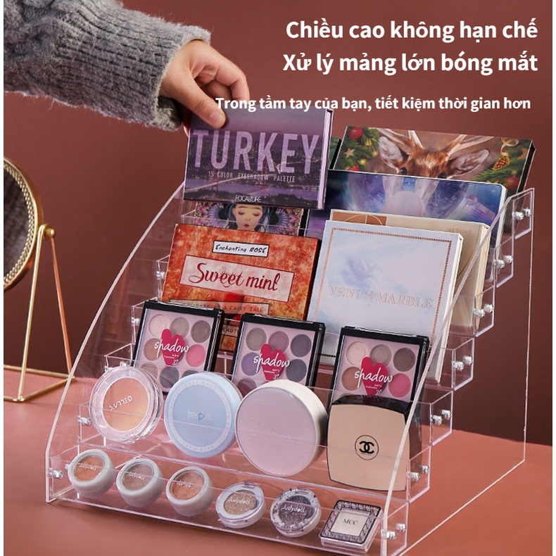 Hộp đựng son môi phấn mắt má hồng sơn móng tay bằng nhựa tiện dụng Thang lưu trữ sơn móng tay giá để đồ trang điểm đệm khí để bàn