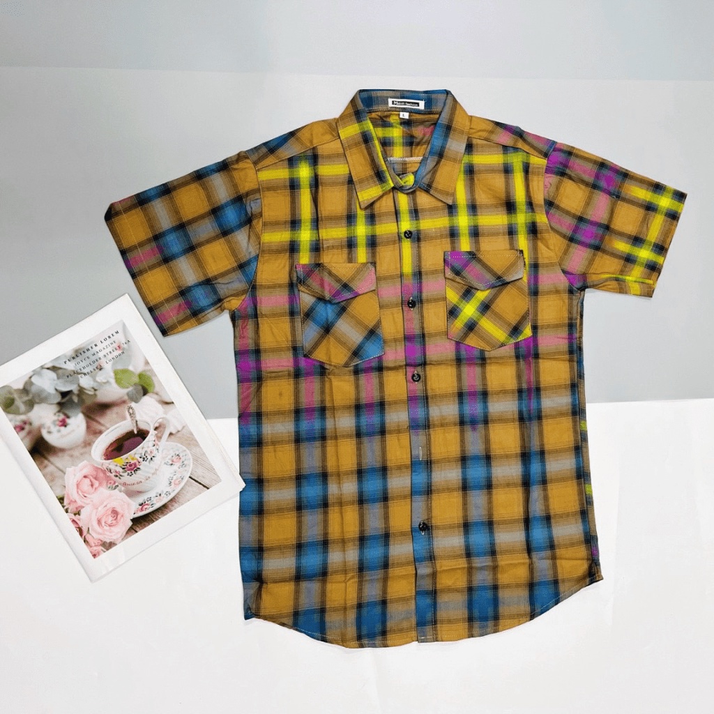 (HCM) ÁO SƠ MI NAM CARO TAY NGẮN THỜI TRANG LUXURY ĐẲNG CẤP CHO CÁC ANH EM BỐN MIỀN , THỜI TRANG BOY PHỐ CỔ KME FASHION