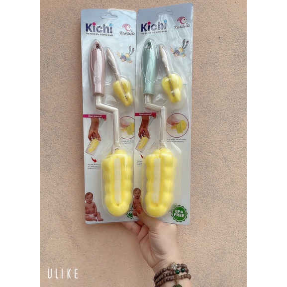 Cọ Rửa Bình Sữa Mút Xốp Kichi - ko gây xước bình, xoay 360 độ tiện lợi
