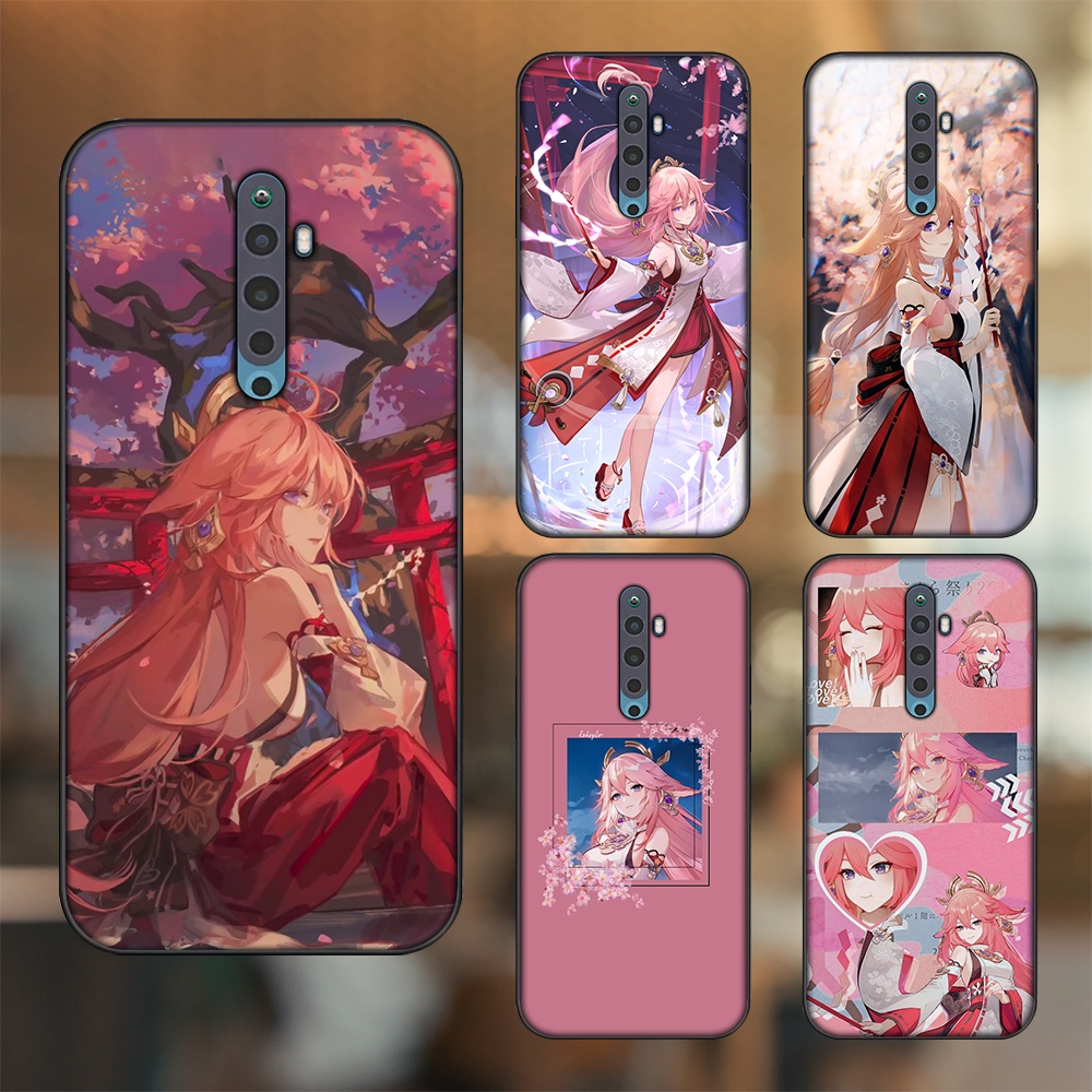 Ốp lưng Oppo Reno 2F viền đen in hình Yae Miko Genshin Impact