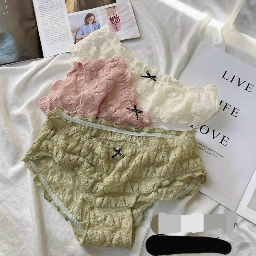 Quần Lót Nữ Ren Nhún Mềm Mịn Co Giản Sexy Min Underwear 120220
