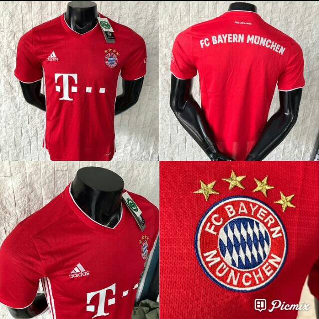 Áo Thun Bóng Đá Bayern Munchen Munich Màu Đỏ Mới Nhất 2020 2021