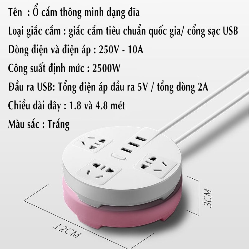 Ổ Cắm Điện Ổ Điện Đa Năng Kèm Cổng Sạc USB  KHO GIA DỤNG TRẦN PHÚ