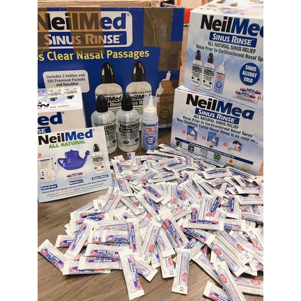 Set bình rửa + bình xịt + muối Neilmed