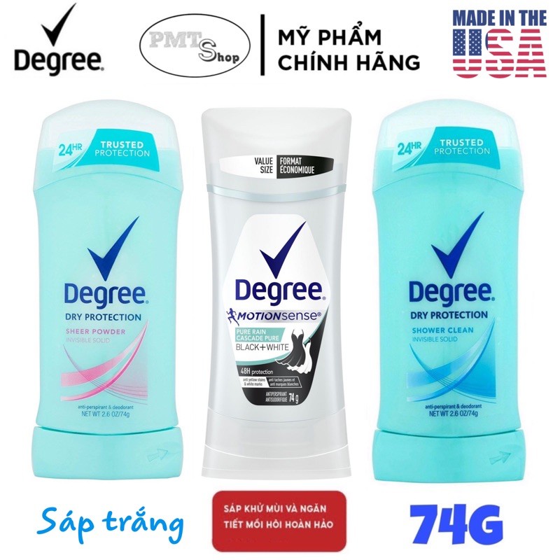 [USA] Lăn sáp khử mùi nữ Degree Women Invisible solid 74g Shower Clean | Sheer Powder | Pure Rain ngăn mồ hôi - Mỹ | BigBuy360 - bigbuy360.vn
