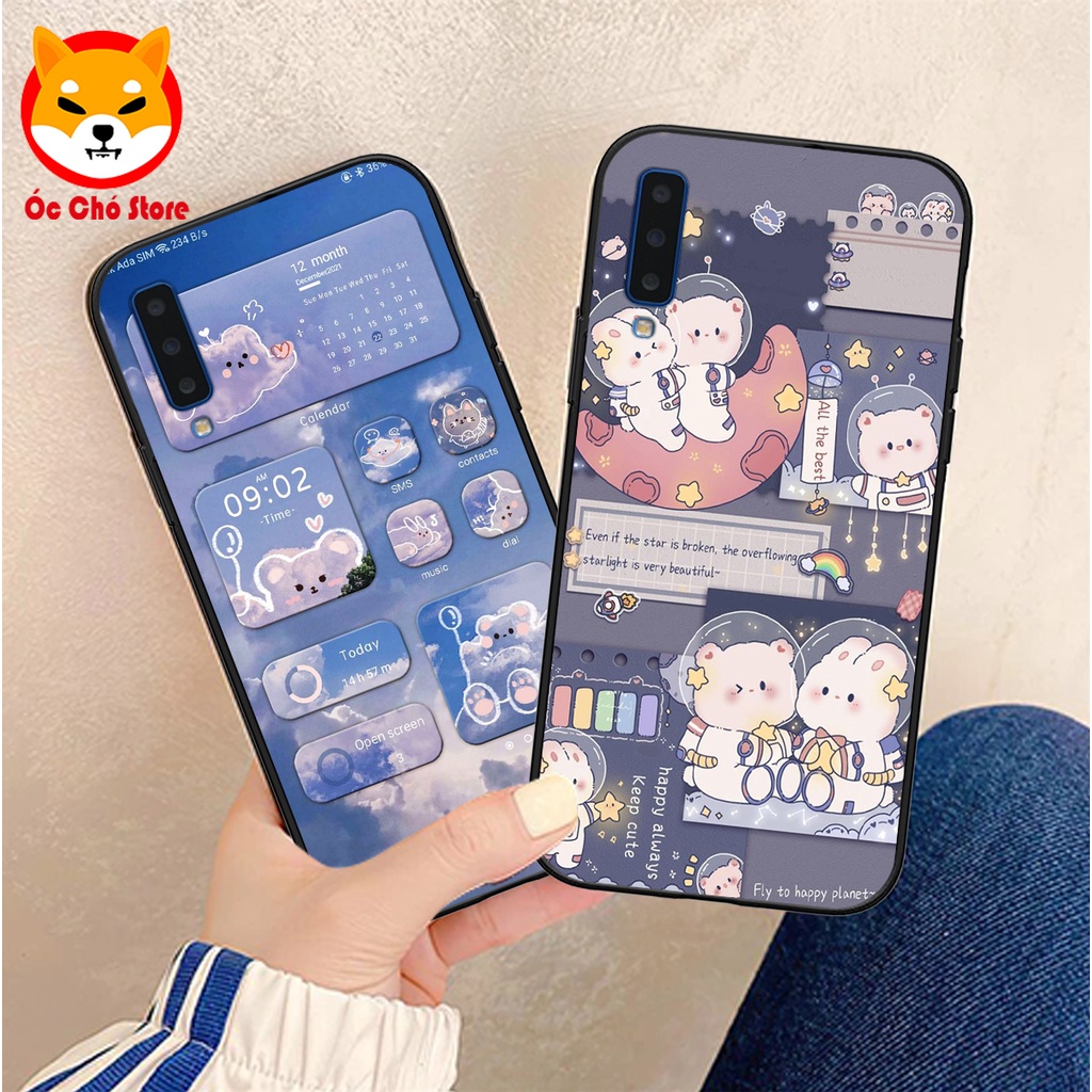 Ốp Samsung A7 2018 / A9 2018 in hình gấu , thỏ hồng chibi dễ thương siêu đẹp
