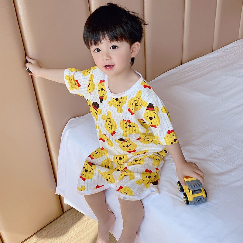 Bộ Đồ Ngủ Sát Nách Vải Cotton Chống Trượt Thời Trang Mùa Hè Cho Bé