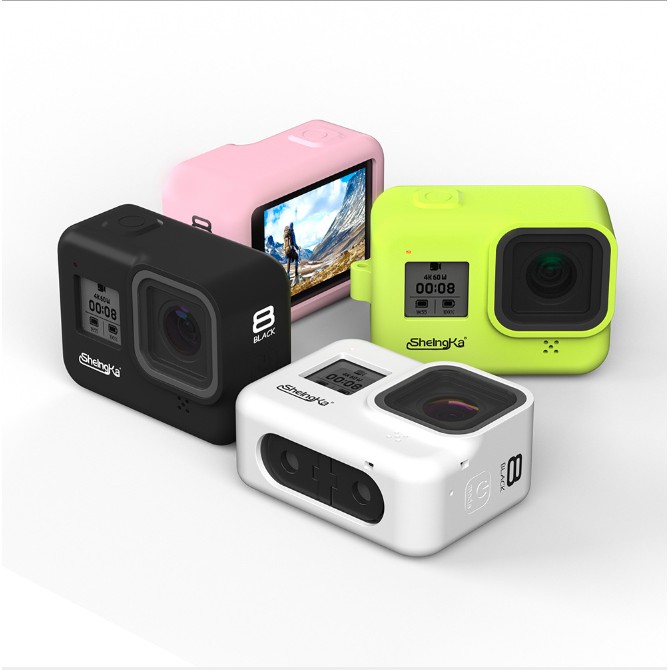 [Rẻ vô địch] Case Silicon Gopro 8 hàng SheIngka kèm dây đeo cổ vào case | BigBuy360 - bigbuy360.vn