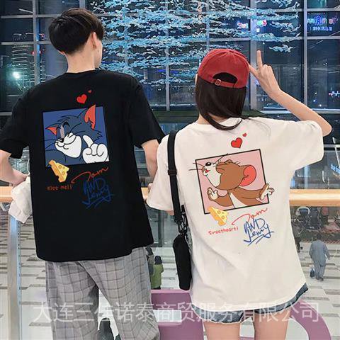 Áo Thun Tay Ngắn In Hình Mèo Và Chuột Thời Trang Mùa Hè Dành Cho Cặp Đôi