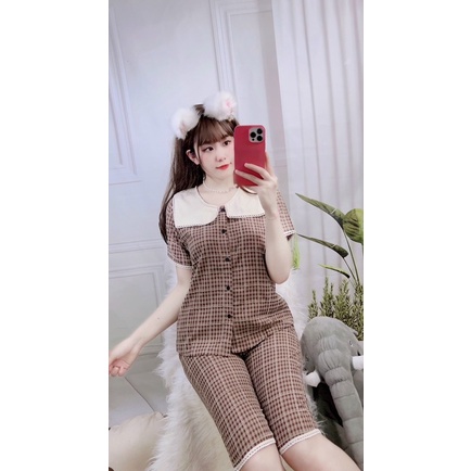 BỘ MẶC NHÀ CHẤT ĐŨI VIỀN REN QUẦN NGỐ HÀNG THIẾT KẾ CAO CẤP