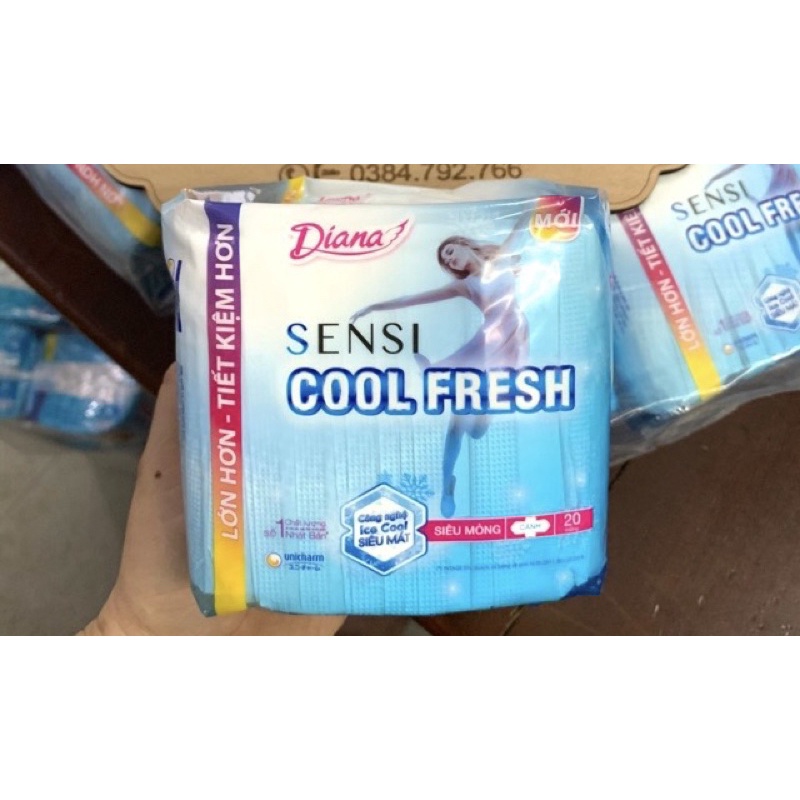 Băng vệ sinh Siêu Mỏng 20 Miếng DIANA Sensi Cool Fresh Có Cánh