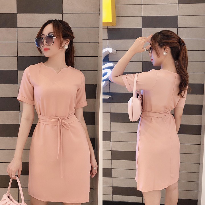 Đầm Suông Công Sở Thắt Dây Eo
