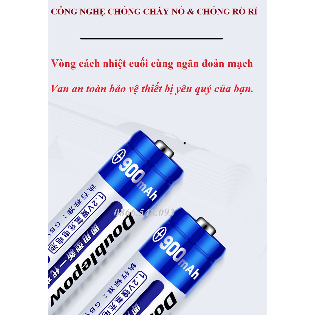 Bộ 2 Pin tiểu Sạc AAA 900mAh Doublepow | Pin đũa AAA - Doublepow AAA 900mAh