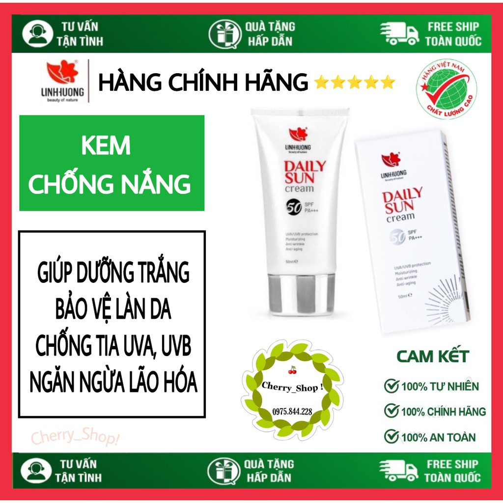 Kem chống nắng Linh Hương, chống lại tia UVA, UVB, dưỡng da, chống nám da, chống sạm da 50ml