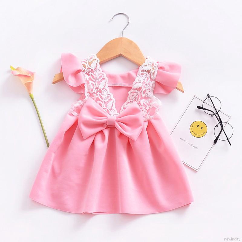 Đầm xòe công chúa cánh tiên có nơ dễ thương xinh xắn cho bé gái