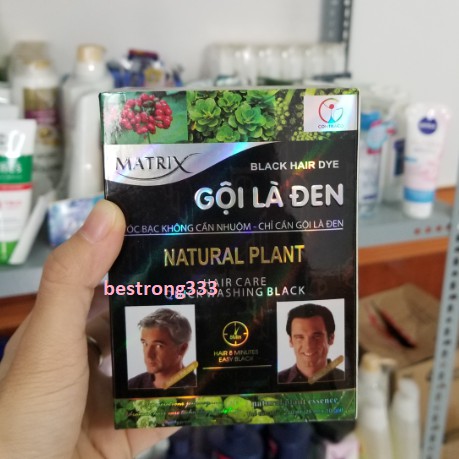 Hộp 10 gói Dầu gội đen tóc MATRIX gội là đen