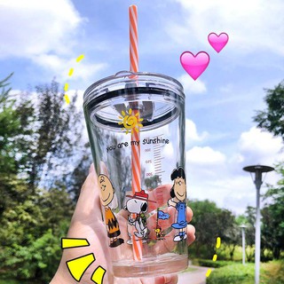 Ly Uống Nước Có Nắp Đậy Hình Snoopy Đáng Yêu