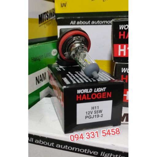 Bóng H11 12V 55W. Bóng đèn ô tô World Light. Chuyên các loại bóng đèn halogen giá sỉ