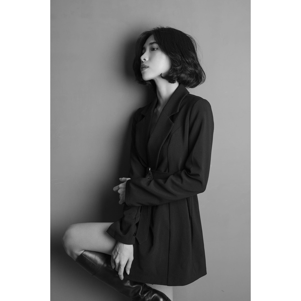 Áo Khoác Blazer Nữ 2 Lớp Hàn Quốc Dáng Ngắn Vest Đen Công Sở Cao Cấp Mati House
